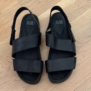 Eileen Fisher Black leather Sandals